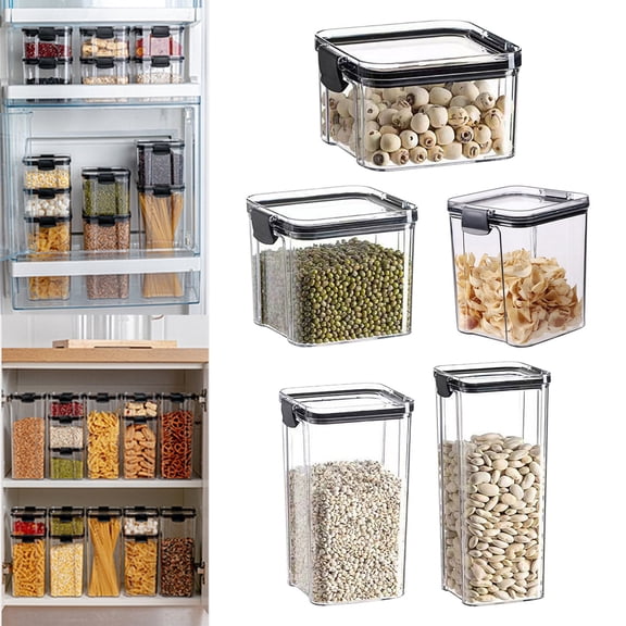 Hezzwei Closure Bags & lids & Boxes Clearance! Airtight Food Storage Containers With Lids Kitchen Pantry Organization And Storage Plastic Scale Food Canisters For Cereal Flour Sugar Dry Food