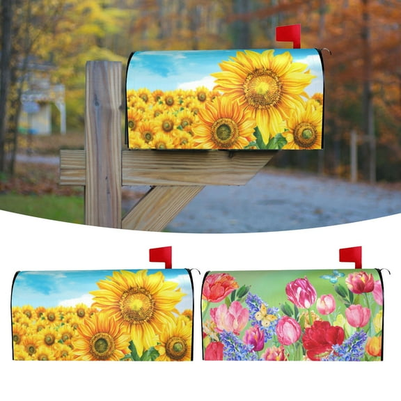Hezzwei Hangs Clearance! Mailbox Covers Standard Size 18" X 21" Flowers Mailbox Wraps Post Letter Box Cover For Holiday Garden Yard Decor