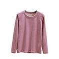 thumbnail image 1 of Hfiengba Cotton Shirts for Women Winter Crew Neck Long Sleeve Basic Shirts Casual Loose Fit Solid Clothes (XL, Purple 1), 1 of 6