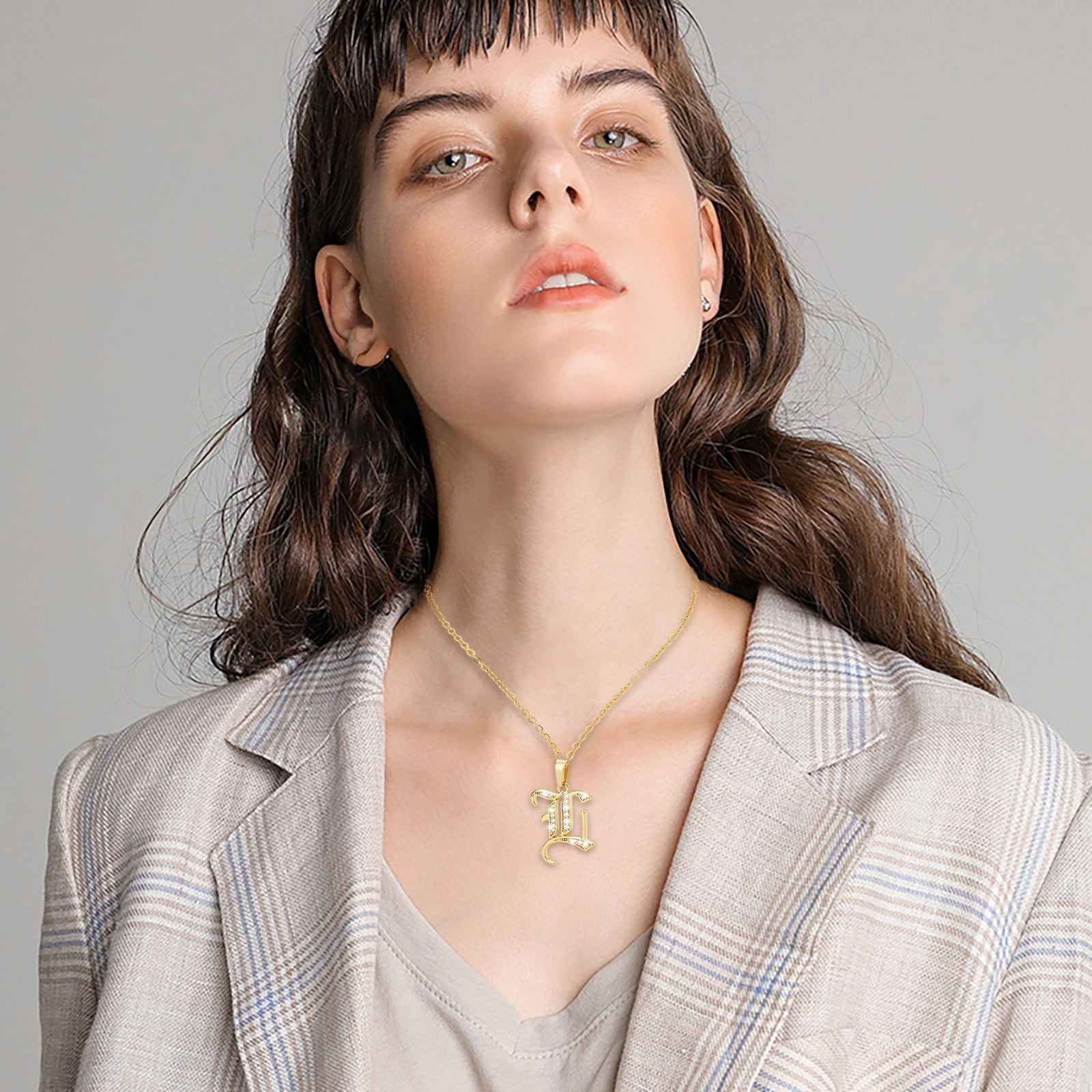 Hfjfnn Initial Necklace Sterlings Silver Letter Pendant Alphabet