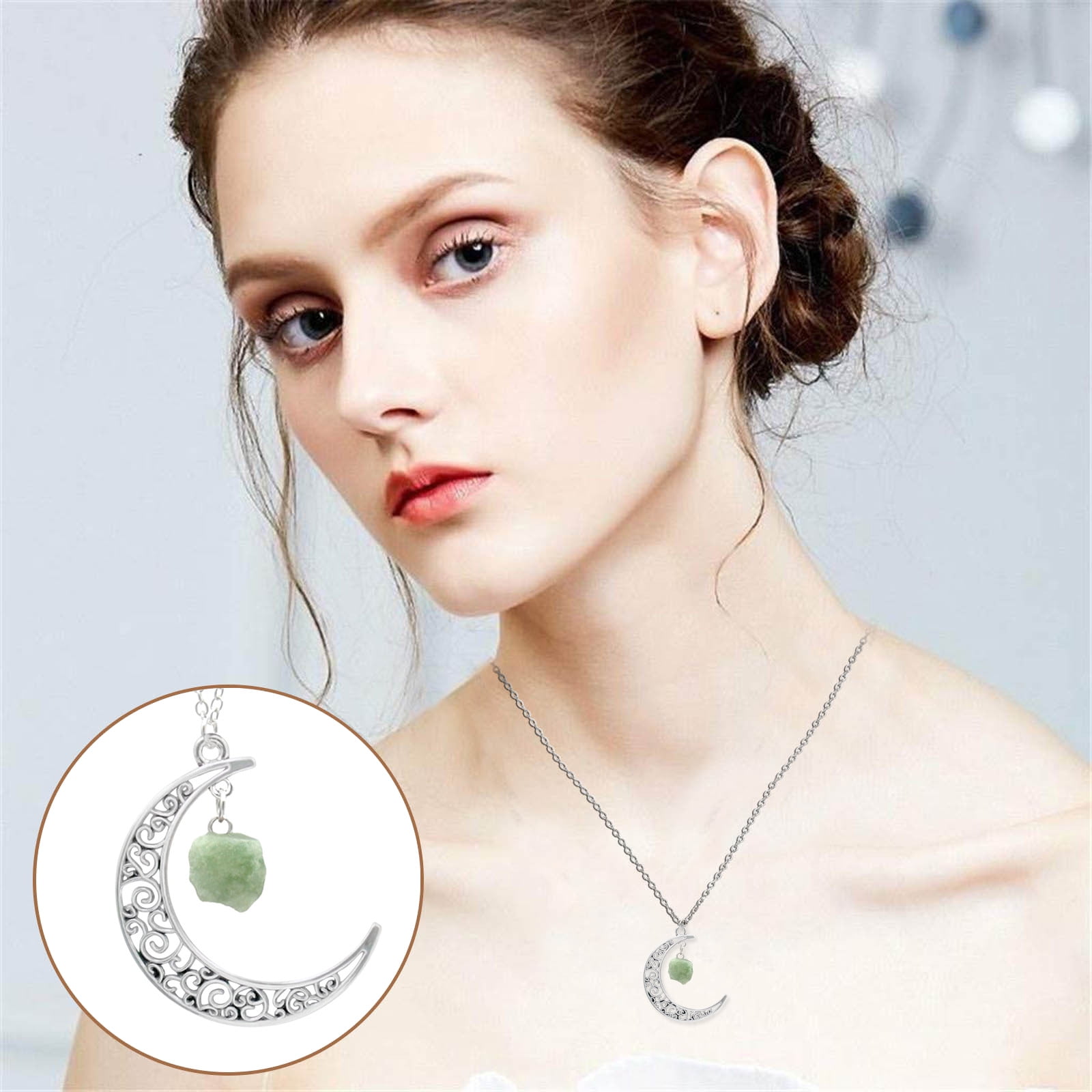 Hfjfnn Jewelry On Clearance！Natural Crystal Rough Stone Necklace Retro