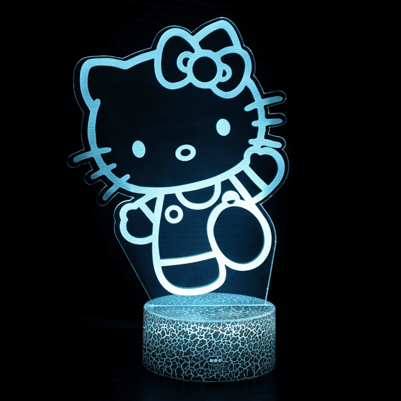 Hfnggwee 3D Night Light for Kids, Hello_Kitty 3D Illusion Lamp with Remote & Smart Touch 16 Changeable Colors for Children's Room Decoration Christmas Birthday Gift NL112-179