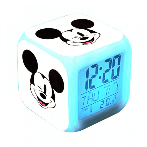 Hfnggwee Digital Alarm Clock for Kids, Cartoon Cartoon Mouse Pattern 7 LED Color Changing Wake Up Clock with Thermometer Function and Night Light, Gift for Boys Girls A93-1558 NZ113-466