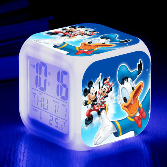 Hfnggwee Digital Alarm Clock for Kids, Cartoon Cartoon Mouse Pattern 7 LED Color Changing Wake Up Clock with Thermometer Function and Night Light, Gift for Boys Girls A93-1477 NZ113-385