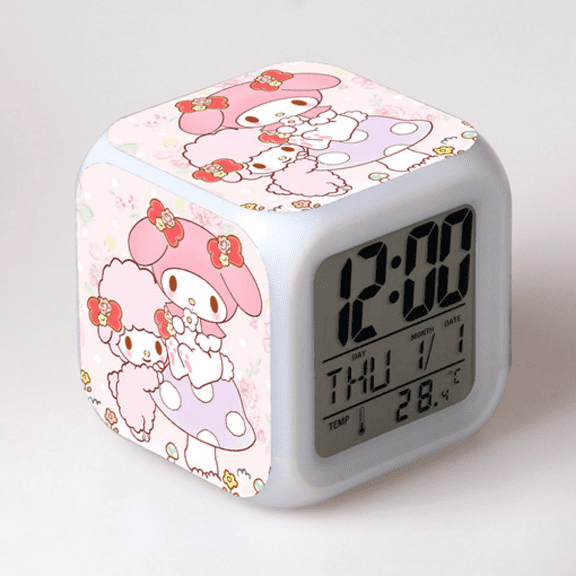 Hfnggwee LED Alarm Clock Melody Pattern Creative Desk Table Clock Glowing Electronic Colorful Digital Clock for Unisex Adults Girl Boy Kids Children Toy Birthday Present Gift NZ113-1186