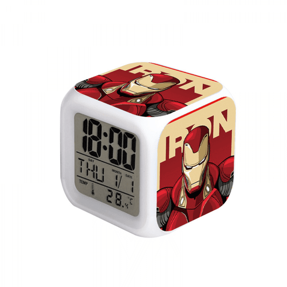 Hfnggwee LED Alarm Clock Super Hero Pattern Creative Desk Table Clock Glowing Electronic Colorful Digital Clock for Unisex Adults Girl Boy Kids Children Toy Birthday Present Gift NZ113-766