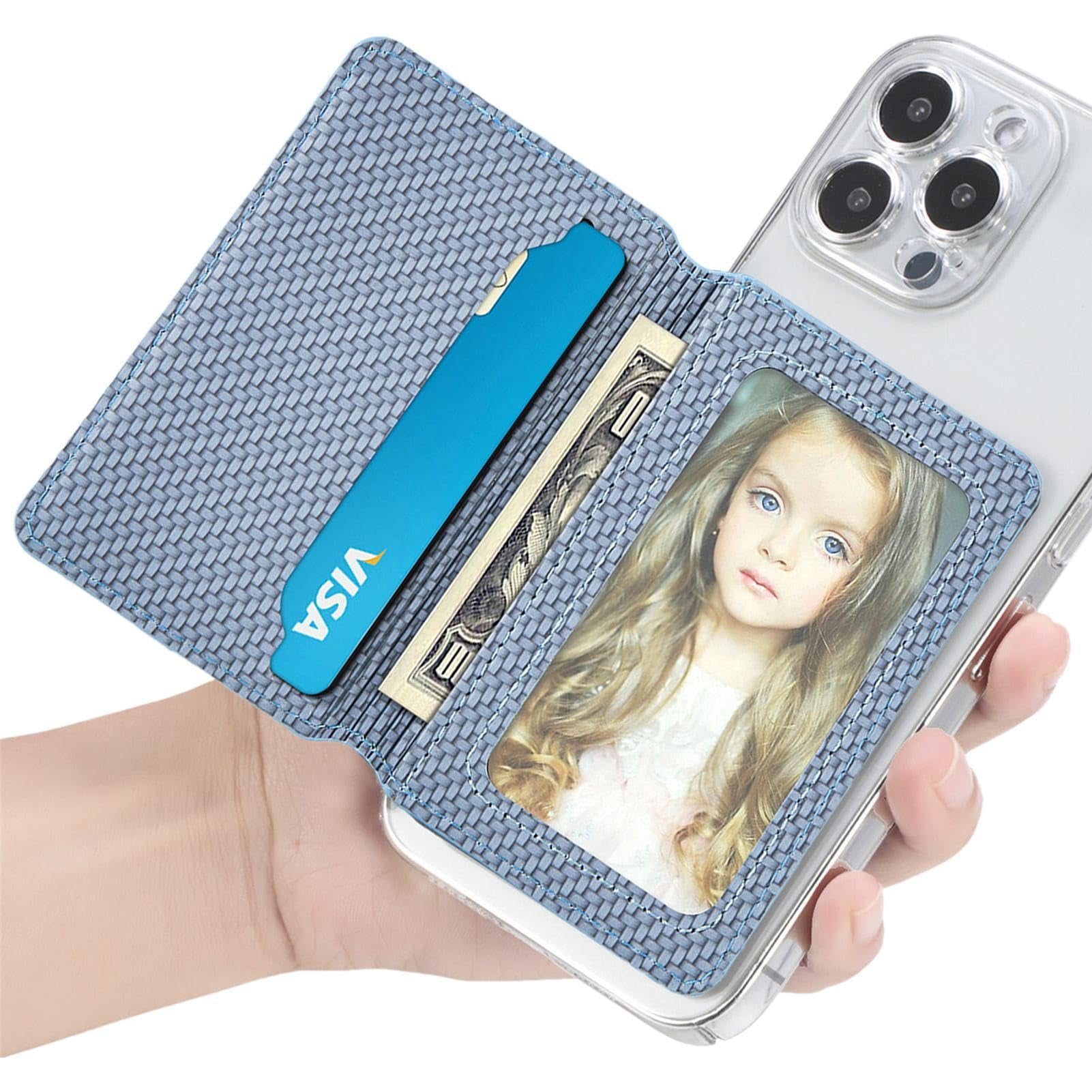 Hfnggwee Stick-On Phone Wallet - PU Leather Card Holder with Strong ...