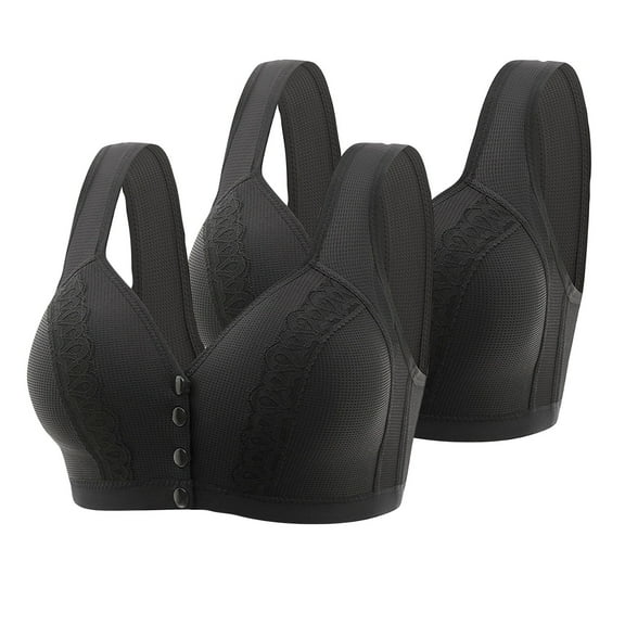 Hfnxid 2 PC Daisy Bra for Women Seniors Front Snap Closure Bras Front Snaps Daisy Bras for Older Plus Size Full Coverage Bra