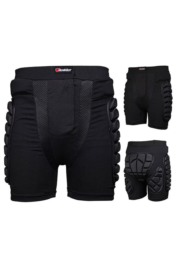 Hfnxid 3D Hip Butt Protection Short for Men EVA Paded Short Pants Protective Gear Skating Trouser Guard Impact Pad Pant Black L