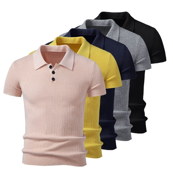 Hfnxid Big and Tall Mens Golf Shirts Slim Fit Work Short Sleeve Button Up Business Tops Summer Lightweight Classic Top Gray L