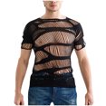 thumbnail image 1 of Hfnxid Boxer Briefs,Men's Sexy Solid Color Short Sleeved Mesh With Straps Fishing Net Sexy Lingerie Top, 1 of 4