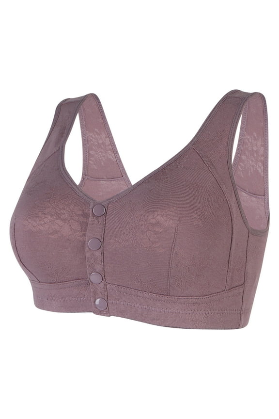 Bras for Women Plus Size,Women Sexy Middle-Aged And Elderly Printed Front Buckle Without Steel Ring Lactation Underwear Soft Large Size Underwear Bra