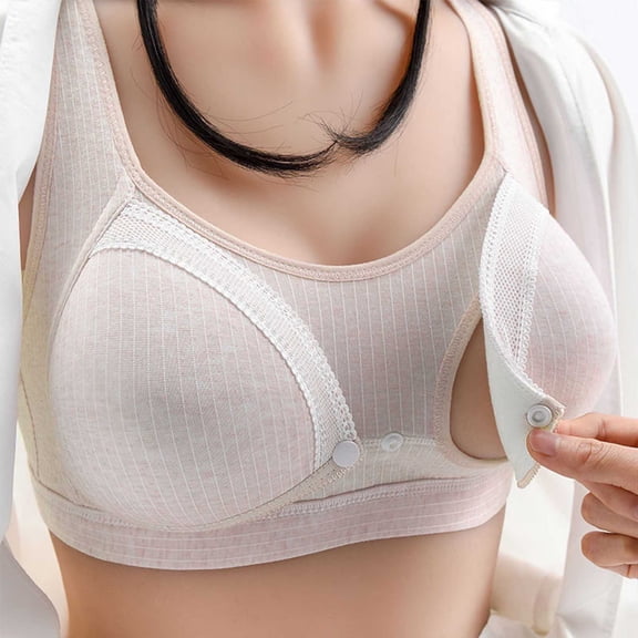 Hfnxid Bras for Women Front Closure Wireless,2PC Women Maternity Nursing Underwear No Bra Front Open Lactation Bra Maternity