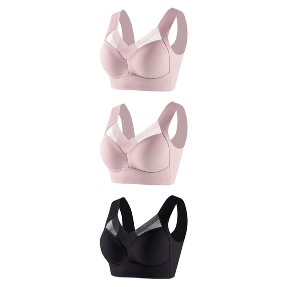 Hfnxid Bras for Women Plus Size,3PC Women Without Underwear Thin Lace Solid Color Push-up Adjustment Bra