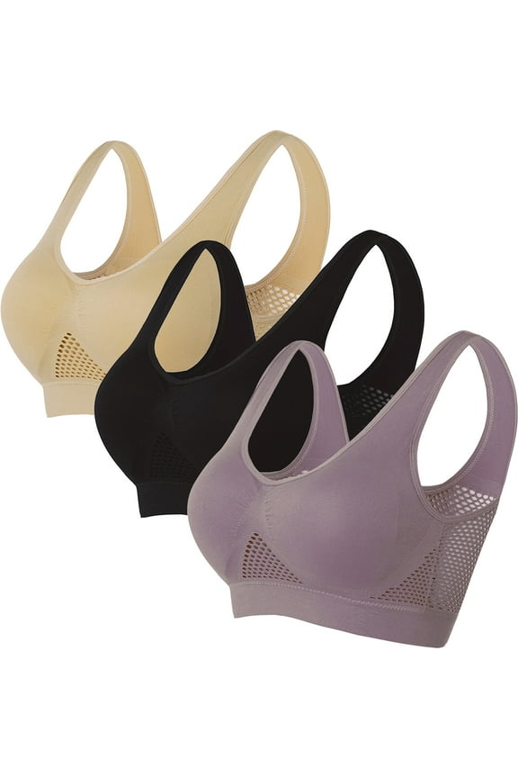 Bras for Women Plus Size Clearance,Women Seamless Sports Bra Wirefree Yoga Bra With Removable Pads3PC