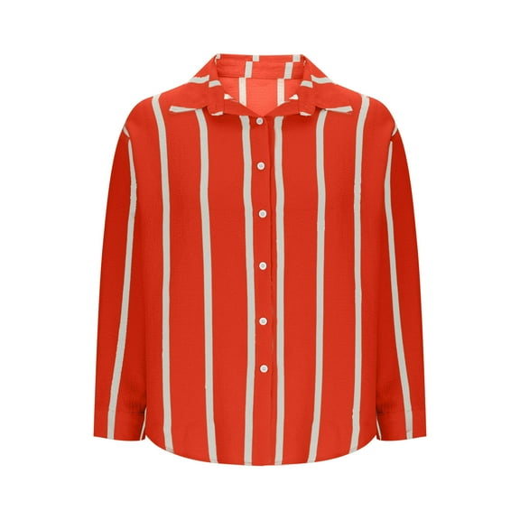 Hfnxid Button Down Shirts for Women Long Sleeve Striped Collared Shirt Office Work Blouses Casual Trendy Dressy Tops
