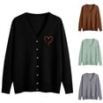 thumbnail image 1 of Hfnxid Cardigan Sweaters for Women Embroidered Button Down V-Neck Sweater Soft Lightweight Knit Coat Solid Casual Open Front Tops Green S, 1 of 6