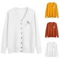 thumbnail image 1 of Hfnxid Cardigan Sweaters for Women Embroidered Button Down V-Neck Sweater Soft Lightweight Knit Coat Solid Casual Open Front Tops Orange XXL, 1 of 6