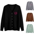 thumbnail image 1 of Hfnxid Cardigan Sweaters for Women Lightweight Long Sleeve Button Up Coat Embroidered Knit Sweater Casual V Nek Outerwear Gray L, 1 of 6