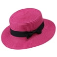 thumbnail image 1 of Hfnxid Classic Straw Boater Hat,Skimmer Hat,Flat Top Boater Hat,Casual Party Church Hat for Men Women, 1 of 5