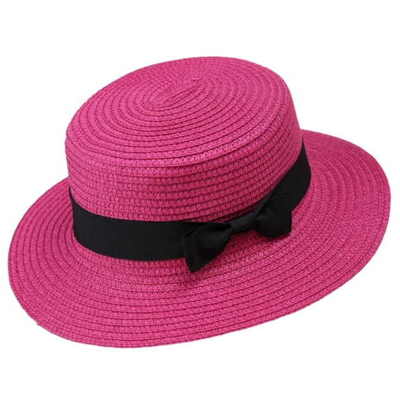 Hfnxid Classic Straw Boater Hat,Skimmer Hat,Flat Top Boater Hat,Casual Party Church Hat for Men Women