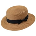 thumbnail image 1 of Hfnxid Classic Straw Boater Hat,Skimmer Hat,Flat Top Boater Hat,Casual Party Church Hat for Men Women, 1 of 5