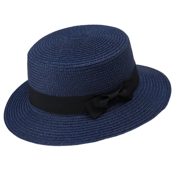 Hfnxid Classic Straw Boater Hat,Skimmer Hat,Flat Top Boater Hat,Casual Party Church Hat for Men Women