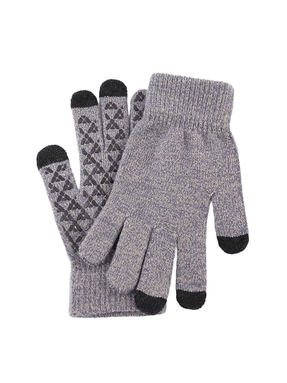 Colorblock Chunky Knit Gloves for Men Women Warm Thick Outdoor Split Finger Cold Weather Mitts