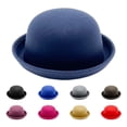 thumbnail image 1 of Hfnxid Cotton Bowler Hat Unisex, Patch-Trim Rolled-Brim Jazz Cap with Teardrop Crown, Retro Art Deco Gangster-Style Snap-Brim Fedora for Daily Wear, 1 of 3