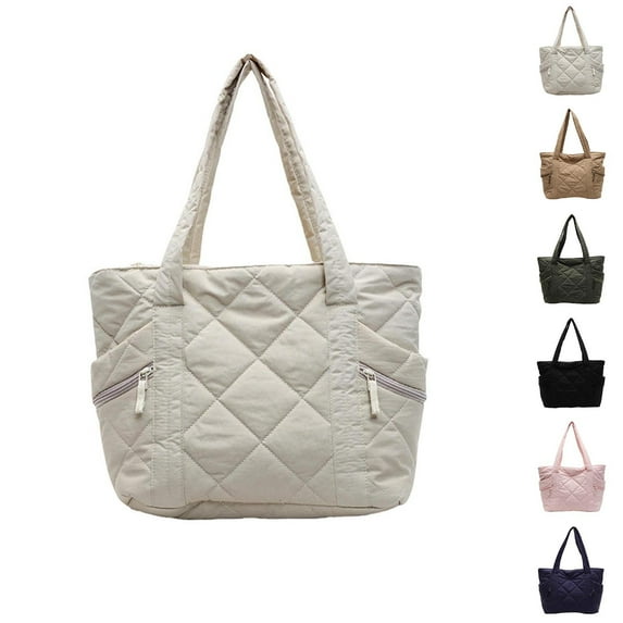 Hfnxid Crush Tote Bag for Women,Puffer Work Tote with Zipper, Travel Essentials Quilted Tote Bags