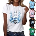 thumbnail image 1 of Hfnxid Easter Shirts for Women Funny Bunny Rabbit Graphic T Shirt Lightweight Breathable Crewneck Top Fahsion Flower Holiday Vacation Shirt Green L, 1 of 5