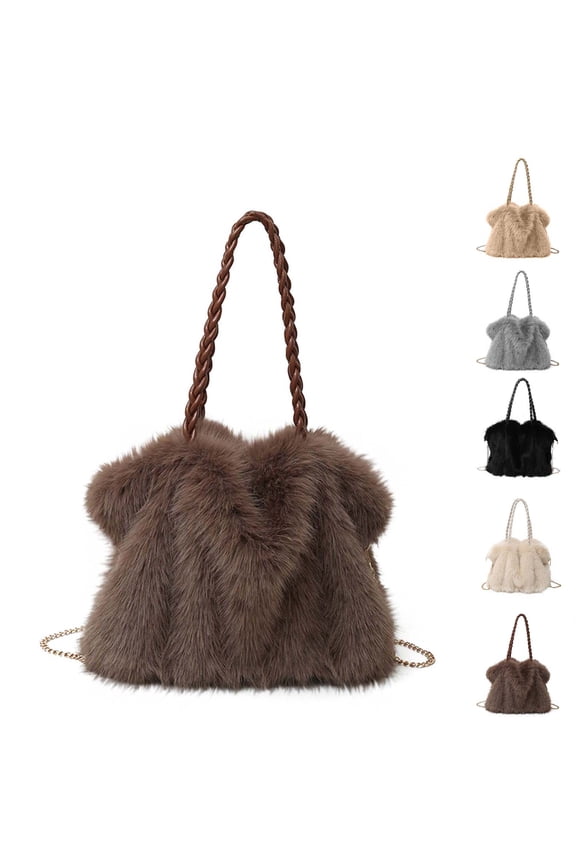 Furry Purse Winter Fluffy Bags for Women Fuzzy Tote Bag Handbags Faux Fur Bag Fluffy Shoulder Bag
