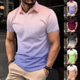 thumbnail image 1 of Hfnxid Golf Shirts for Men Gradient Printed Collared Tees Short Sleeve Golf Shirt Summer Business Casual Workout T-Shirts Men Hot Pink L, 1 of 7