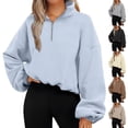 thumbnail image 1 of Hfnxid Half Zip Sweatshirts Women Fleece Long Sleeve Sweatshirts Fall Oversized Pullovers Tops Casual Fall Winter Clothes Black M, 1 of 6