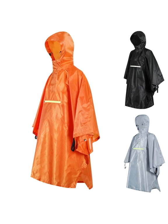 Hfnxid Hooded Rain Poncho for Adults Waterproof Rain Coat for Men Women Reusable Rain Jacket for Emergency Outdoor Gray Free Size