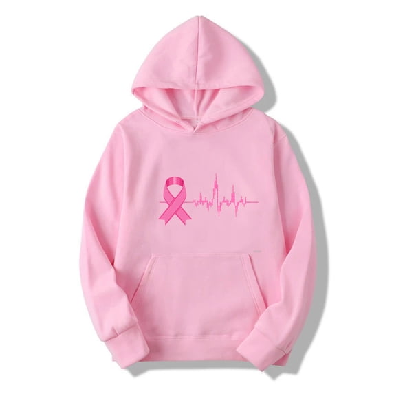 Hfnxid Hoodie for Women Breast Cancer Hooded Sweatshirt Fall Loose Fit Sweatshirts With Bows Awareness Support Pullover Pink,S