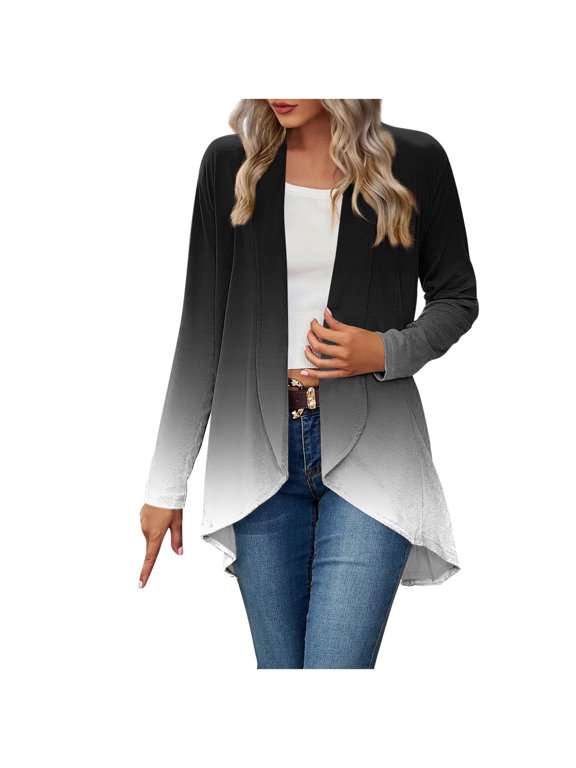 Kimonos for Women Lightweight Tie Dye Printed Tops Dressy Long Sleeve Summer Cardigan High Low Hem Draped Duster Beach Coverup