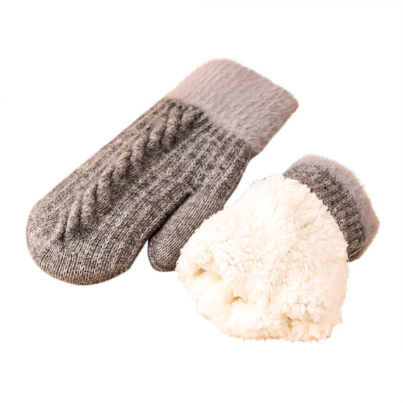 Hfnxid Knit Mitten Gloves for Men Women Windproof Thick Fleece Lined Outdoor Winter Thermal Handwear