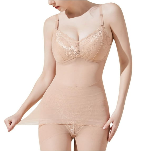 Hfnxid Lace Shapewear Bodysuit for Women Tummy Control Full Body Shaperwear V-Neck Sculpting Bodysuit Top Lace Briefer