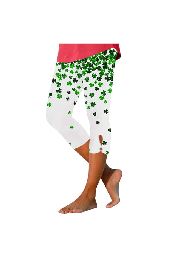 Leggings for Women High Waisted Tummy Control Capris Cute Graphic Print Crop Legging Tights