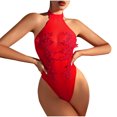 thumbnail image 1 of Hfnxid Lingerie for Women Lace Bodysuit One Piece Lingerie Halter Babydoll Underwear, 1 of 7