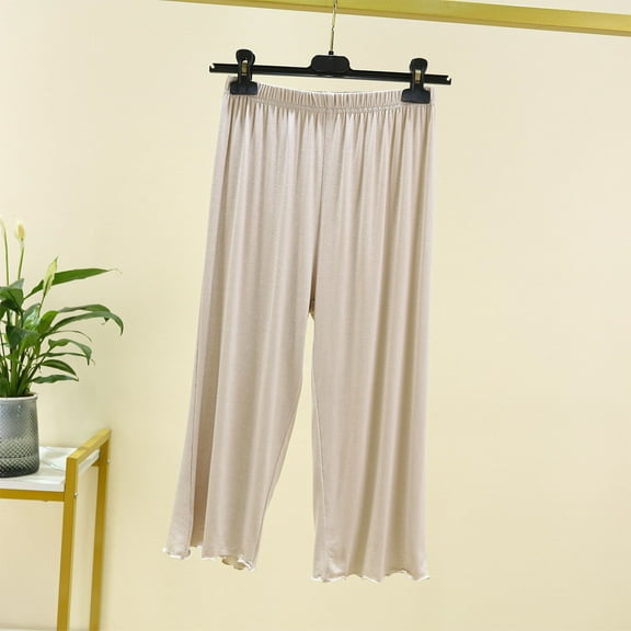 Hfnxid Lounge Shorts Women,Women's Solid Color Plus Home Pants Thin Casual Quarter Pants Sleeping Pants
