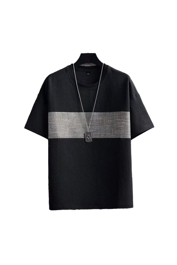 Hfnxid Men Y2K T Shirt Fashion Crewneck Short Sleeve Shirt Thin Streetwear Techwear Top Summer Casual Breathable Hiphop Preppy Tops Black L