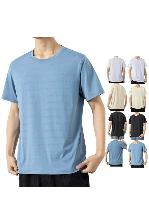 Men's Big and Tall Shirts Lightweight Crew Neck Short Sleeve Tee Quick Dry Stretch T-Shirt Plain Soft Casual Wear Big-Tall White XXXL