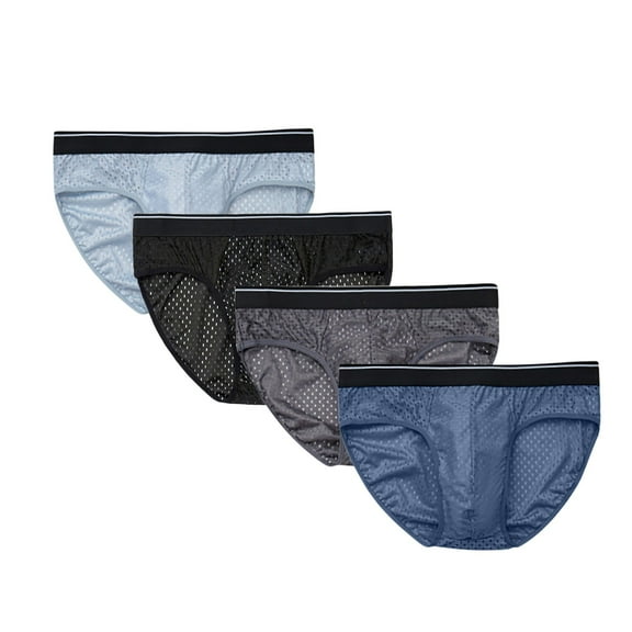 Hfnxid Men's Boxer Briefs,Men's Underwear Shorts Solid Color Ice Silk Breathable Summer Underwear Mid Waist Mesh Underwear