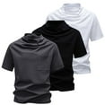 thumbnail image 1 of Hfnxid Men's Casual T-Shirts Mock Turtleneck Pullover Tops Short Sleeve Loose Fit T-Shirt Summer Basic Solid Color Tees with Pocket White XXXXL, 1 of 5