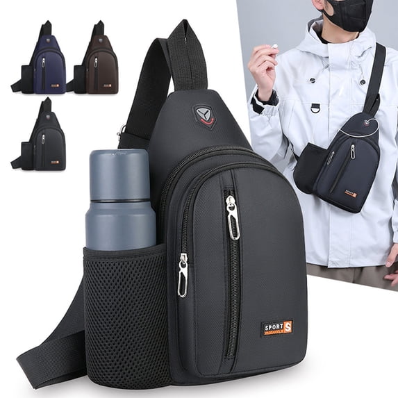 Hfnxid Men's Crossbody Backpack Waterproof Shoulder Bag Travel Hiking Chest Shoulder