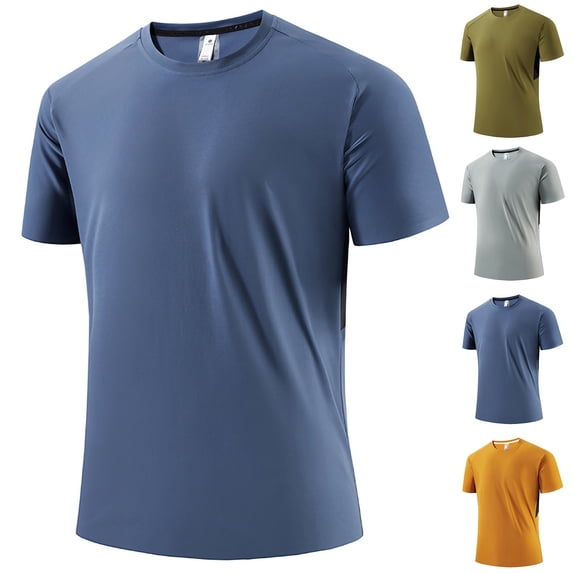 Hfnxid Men's Quick Dry T-Shirt Big and Tall Ice Silk Lightweight Short Sleeve Shirt Crewneck Cooling Workout Shirt Casual Breathable Athletic Tee Army Green M