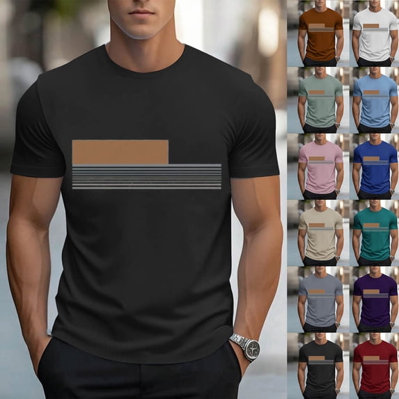 Hfnxid Men's Summer Shirt Fashion Stylish Graphic T-Shirt Slim Fit Lightweight Workout Tops Casual Breathable Daily Active Tee Army Green XL
