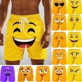 thumbnail image 1 of Hfnxid Mens Big and Tall Shorts Quick Dry Beach Short Pant Graphic Printed Elastic Waist Pant Summer Drawstring Vacation Trouser Yellow XXXL, 1 of 6